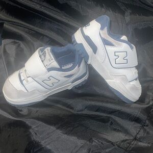 New Balance Kids White and Navy Sneakers